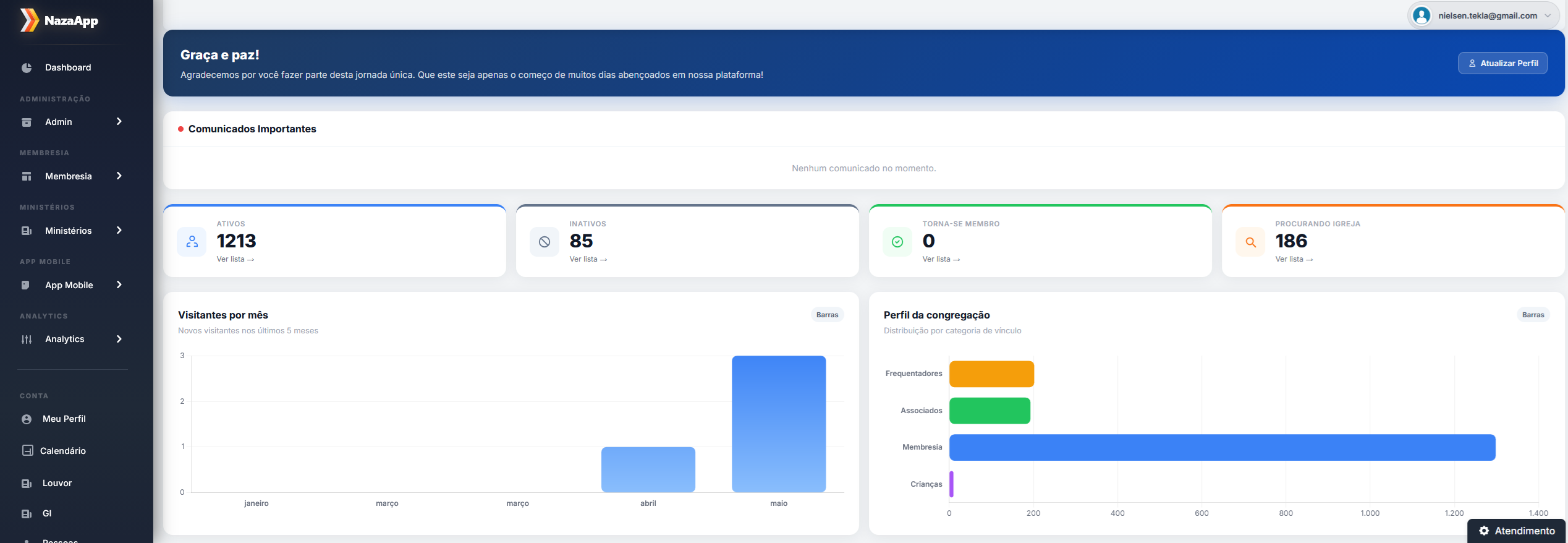 NazaApp Web — Plataforma de gestão para igrejas