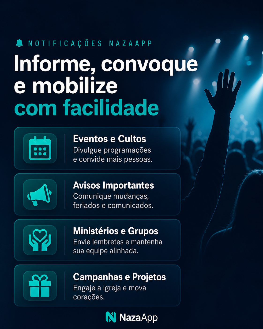 Informe, convoque e mobilize — NazaApp